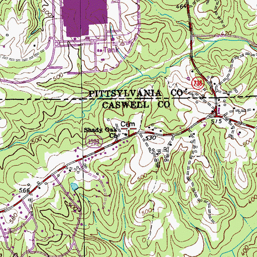 Topographic Map of Shady Oak Church, NC
