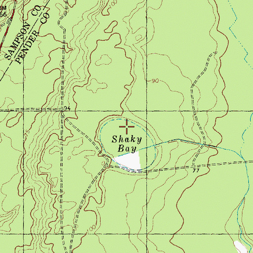 Topographic Map of Shaky Bay, NC