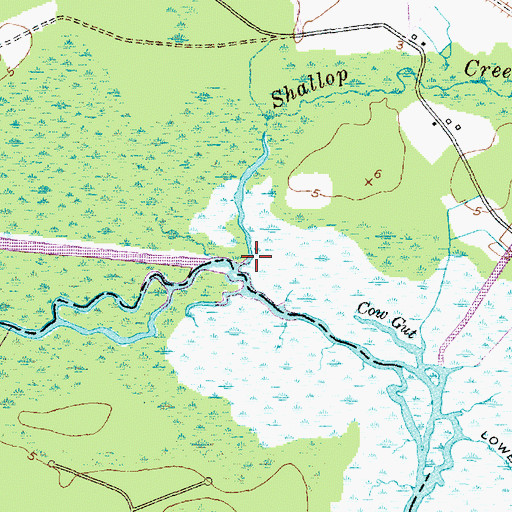 Topographic Map of Shallop Creek, NC