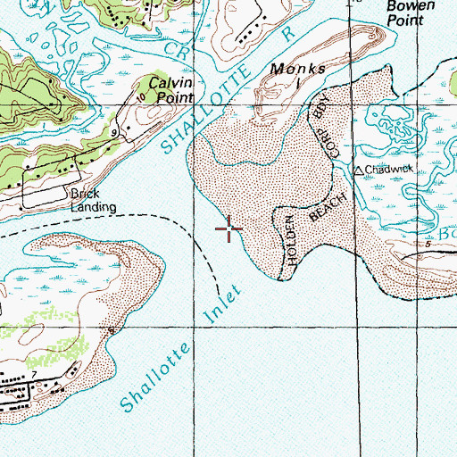 Topographic Map of Shallotte Inlet, NC