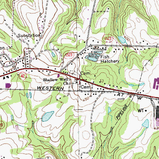 Topographic Map of Shallow Well Church, NC