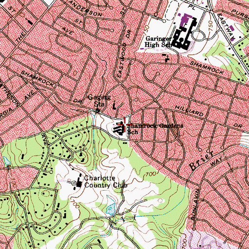 Topographic Map of Shamrock Gardens Elementary School, NC