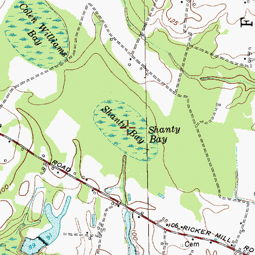 Topographic Map of Shanty Bay, NC
