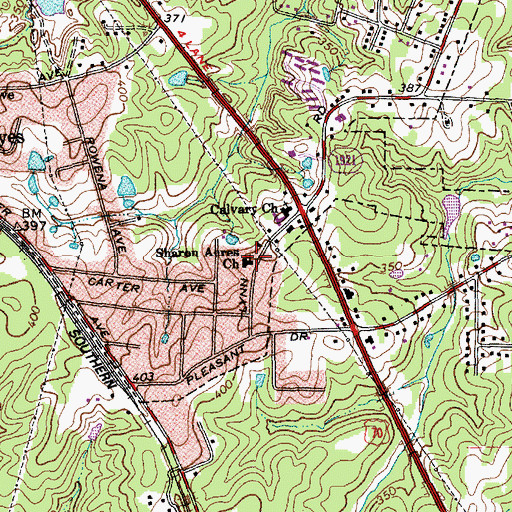 Topographic Map of Sharon Acres Church, NC