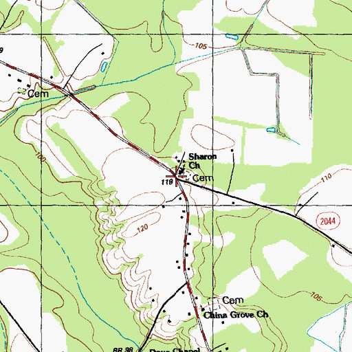 Topographic Map of Sharon Church, NC