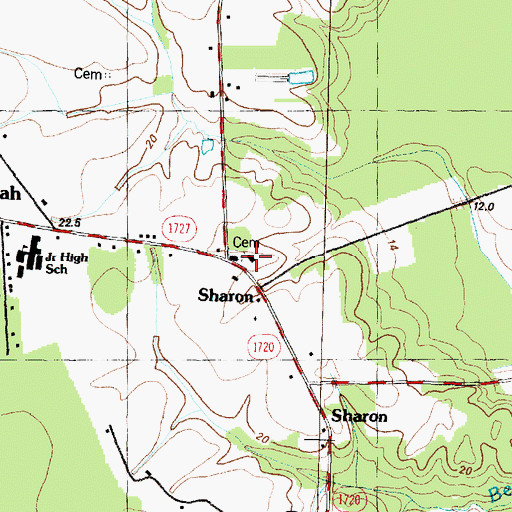 Topographic Map of Sharon Church, NC