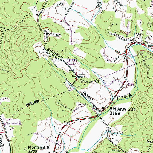 Topographic Map of Sharon Church, NC