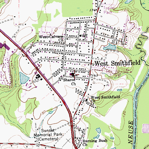 Topographic Map of Sharon Church, NC