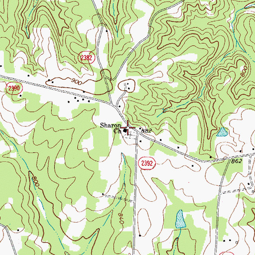 Topographic Map of Sharon Church, NC