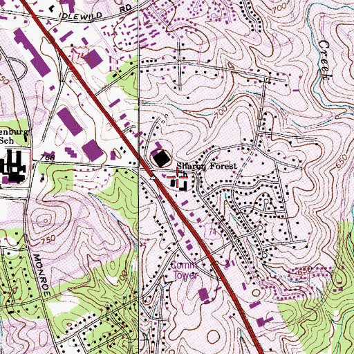 Topographic Map of Sharon Forest Church, NC