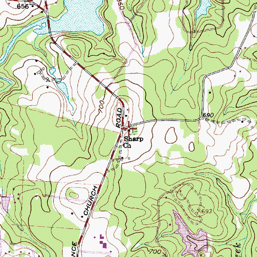Topographic Map of Sharp Church, NC