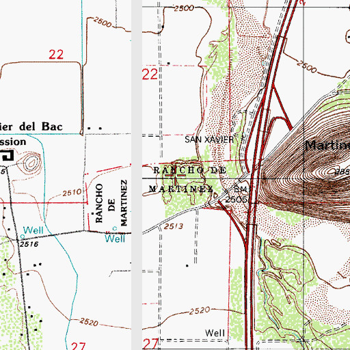 Topographic Map of Rancho de Martinez, AZ