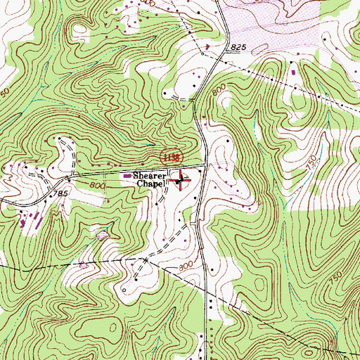 Topographic Map of Shearer Chapel, NC