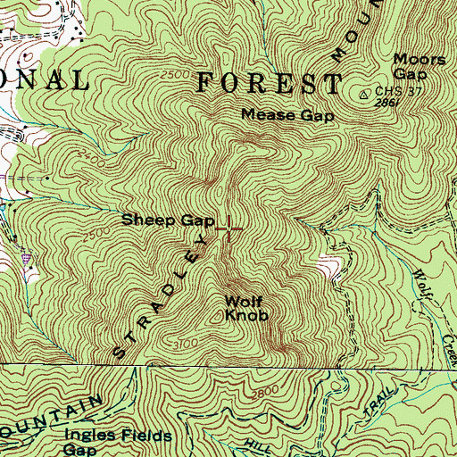 Topographic Map of Sheep Gap, NC