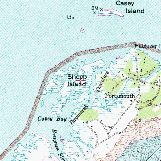 Topographic Map of Sheep Island, NC