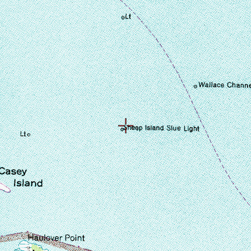 Topographic Map of Sheep Island Slue Light, NC