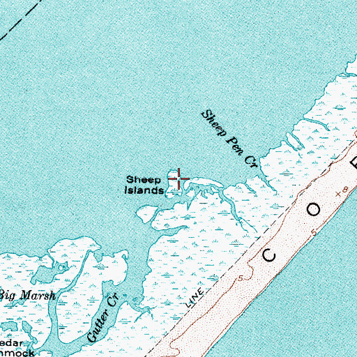 Topographic Map of Sheep Islands, NC