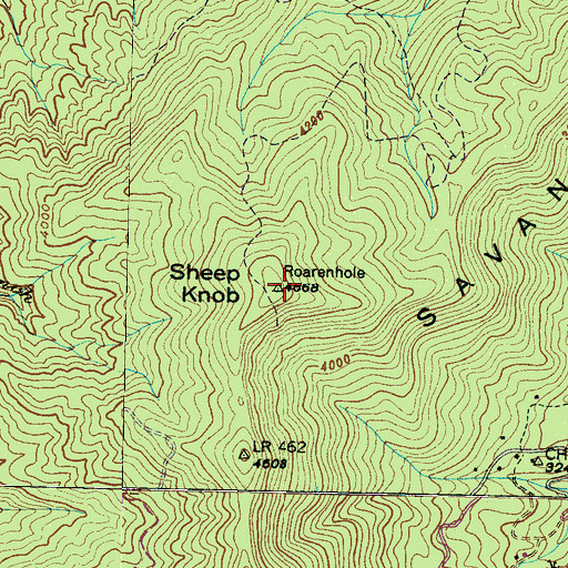 Topographic Map of Sheep Knob, NC
