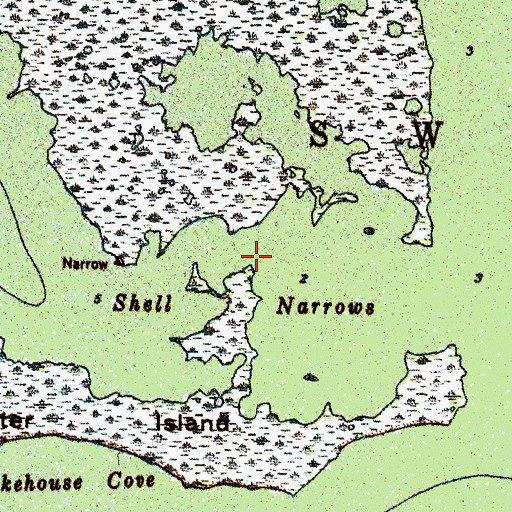 Topographic Map of Shell Narrows, NC