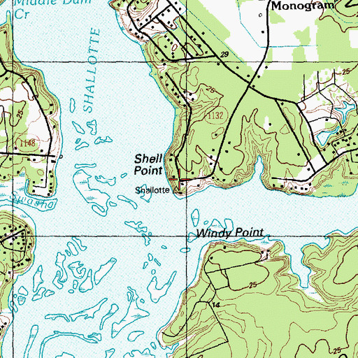Topographic Map of Shell Point, NC