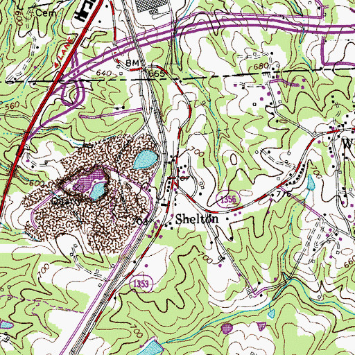 Topographic Map of Shelton, NC
