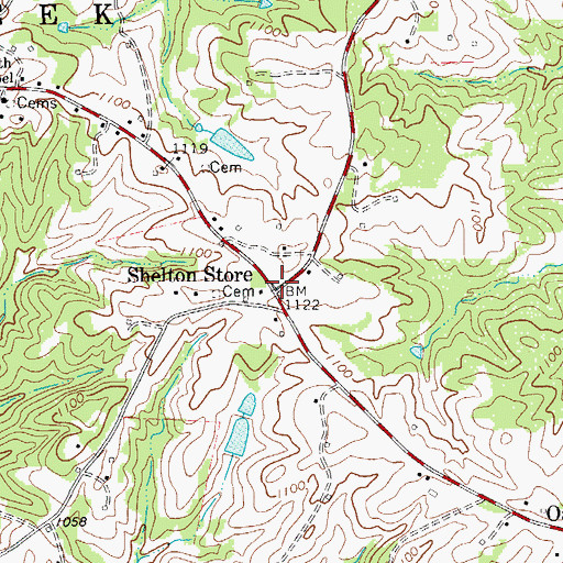 Topographic Map of Shelton Store (historical), NC