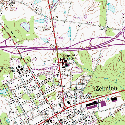 Topographic Map of Shepard High School, NC