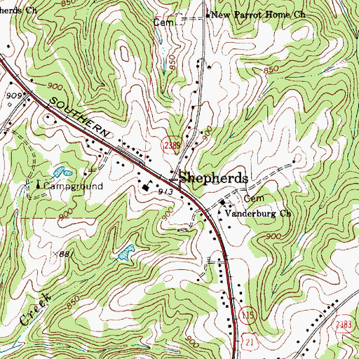Topographic Map of Shepherds, NC