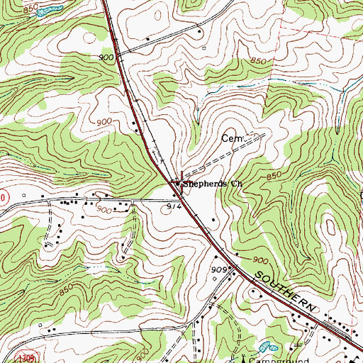 Topographic Map of Shepherds Church, NC