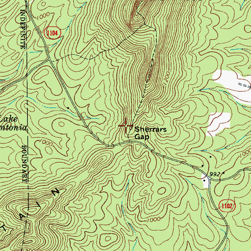 Topographic Map of Sherrars Gap, NC