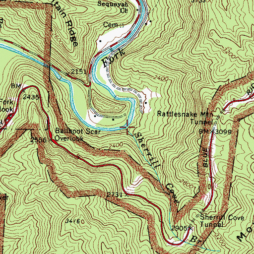 Topographic Map of Sherrill Cove Branch, NC