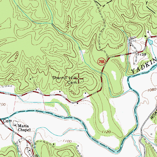 Topographic Map of Sherrill Hill Cemetery, NC
