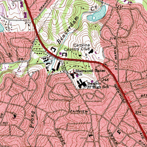 Topographic Map of Sherwood-Bates School, NC