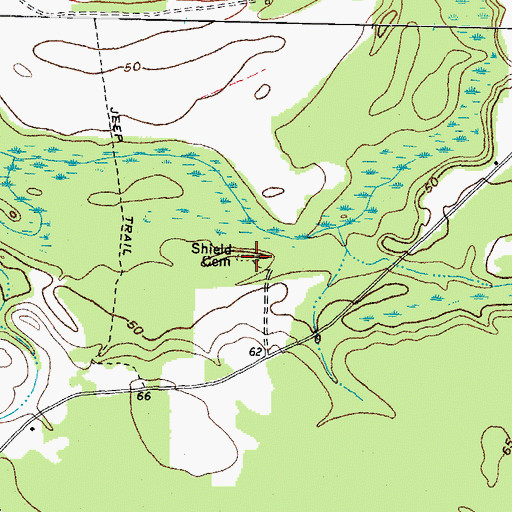 Topographic Map of Shield Cemetery, NC