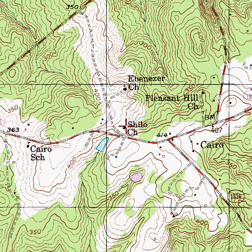 Topographic Map of Shilo Church, NC