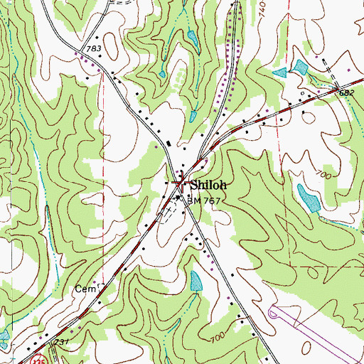 Topographic Map of Shiloh, NC