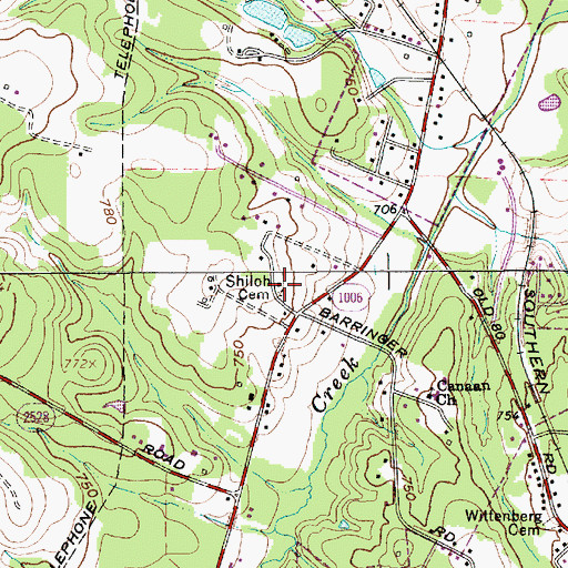 Topographic Map of Shiloh Cemetery, NC