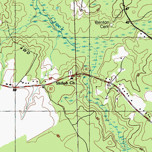 Topographic Map of Shiloh Church, NC