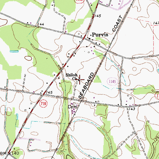 Topographic Map of Shiloh Church, NC