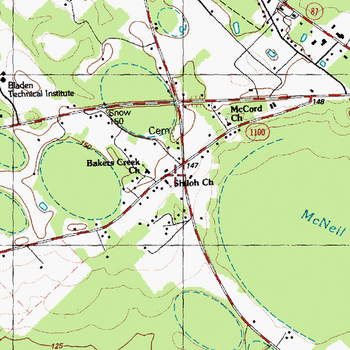 Topographic Map of Shiloh Church, NC