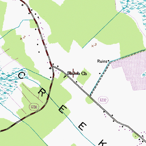Topographic Map of Shiloh Church, NC