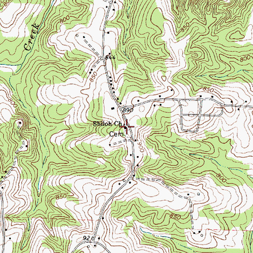 Topographic Map of Shiloh Presbyterian Church, NC