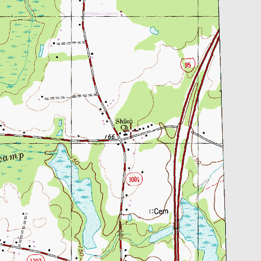 Topographic Map of Shiloh Church, NC