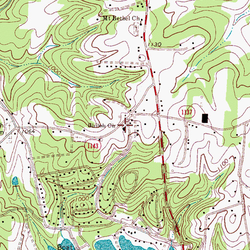 Topographic Map of Shiloh Church, NC