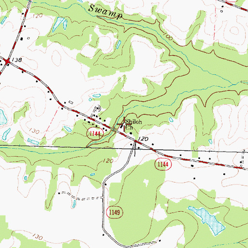 Topographic Map of Shiloh Church, NC