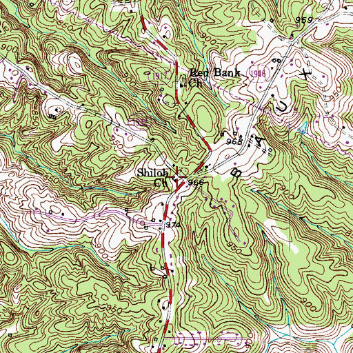 Topographic Map of Shiloh Church, NC