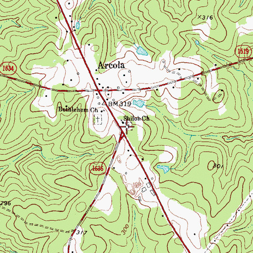 Topographic Map of Shiloh Church, NC