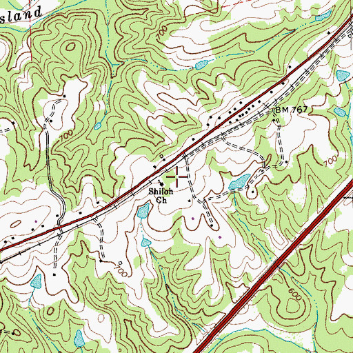 Topographic Map of Shiloh Church, NC