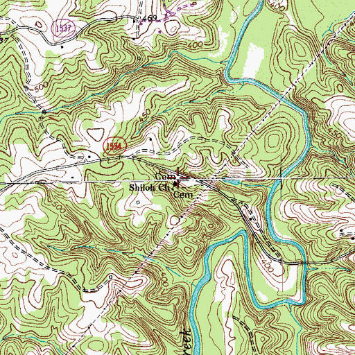 Topographic Map of Shiloh Church, NC