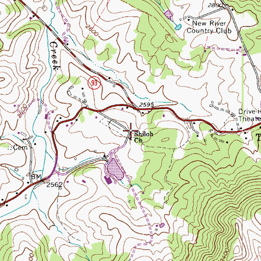 Topographic Map of Shiloh United Methodist Church, NC